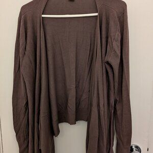 Adrienne Vittadini Brown Open Front High Low Cardigan